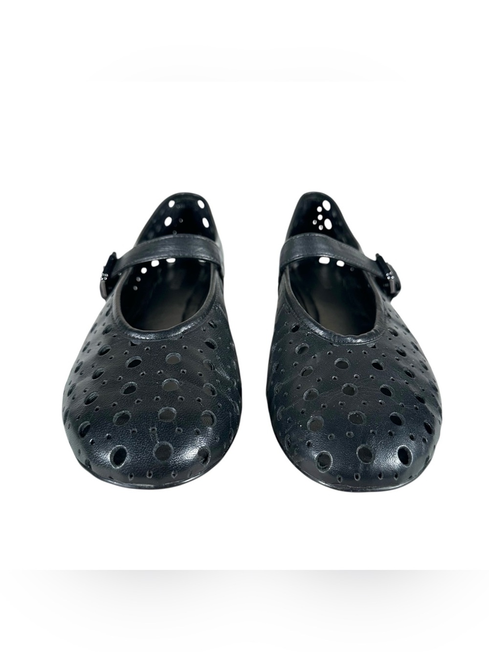 BERNARDO Borden Mary Jane Perforated Leather Buckled Flats - Picture 6 of 10